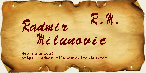 Radmir Milunović vizit kartica